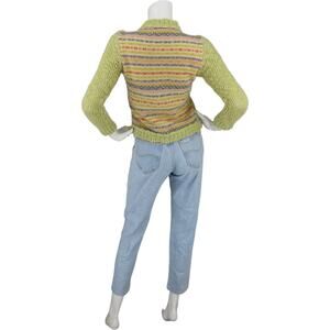 Free People Pastel Boho Wool Cropped Cardigan Chunky Knit Sweater